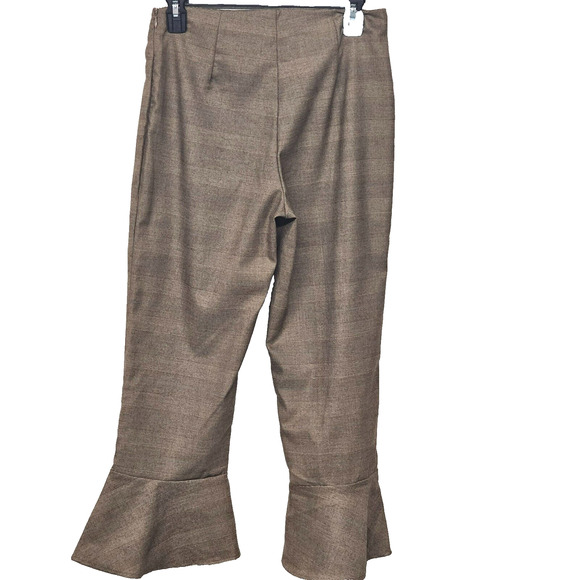 Sugar + Lips Womens Small Window Pane Plaid Ruffle Hem Pants Office Academia - Picture 2 of 7